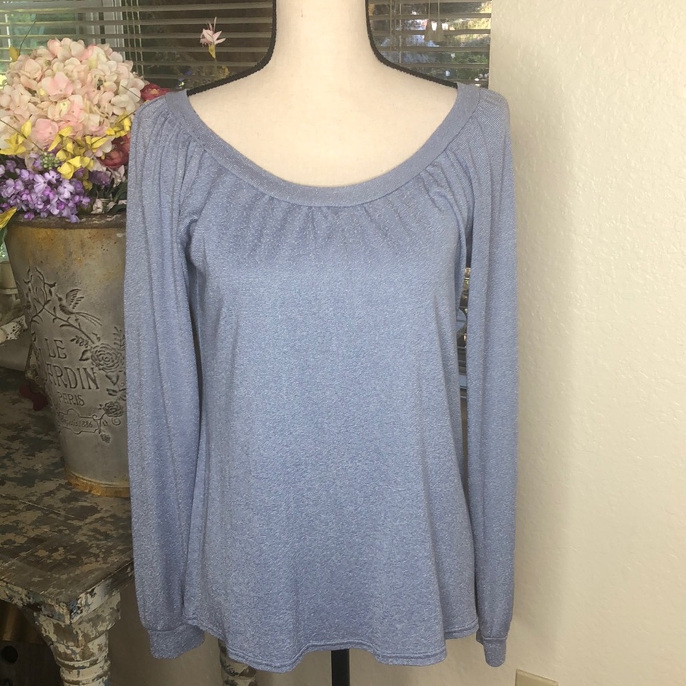Michael Stars metallic gray long sleeve top